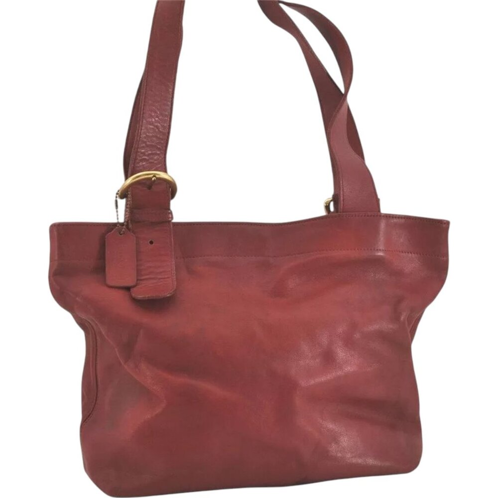 642196BR (L2) Coach Hand Bag Red Leather
